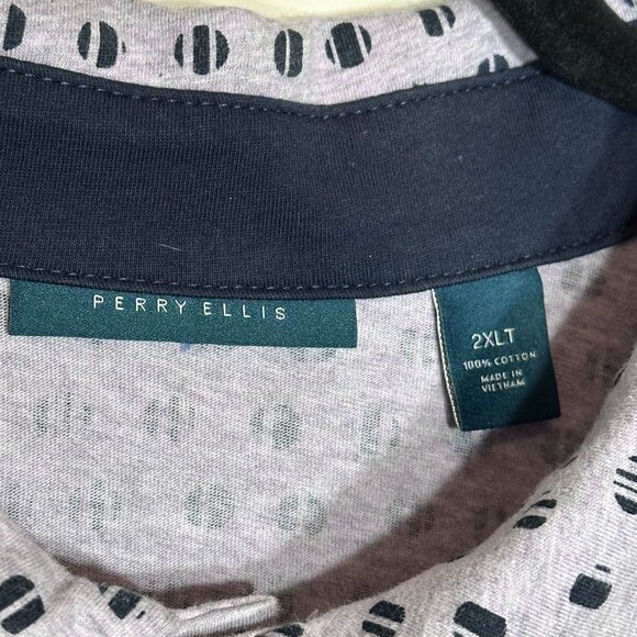 Perry Ellis Mens 2XLT Polo Shirt Lavender/Black Dot Pattern Short Sleeve - Picture 4 of 11